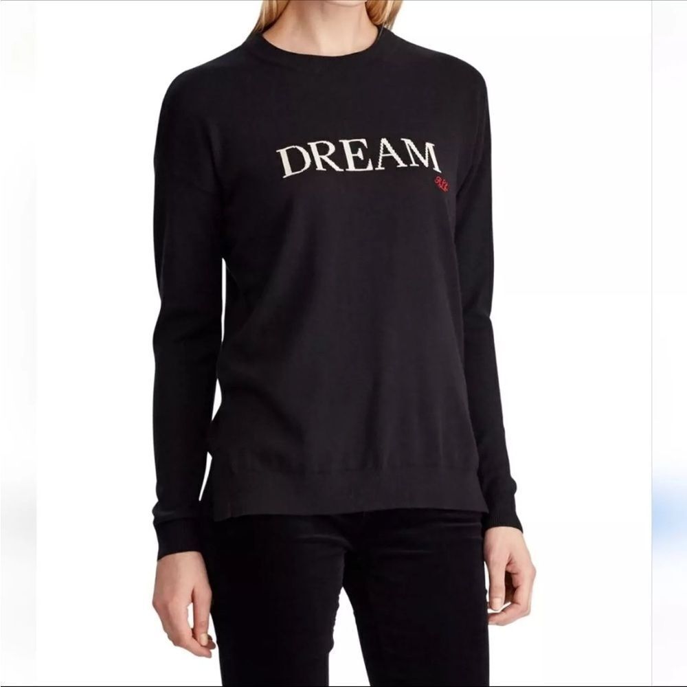 Lauren Ralph Lauren DREAM Graphic Knit Pullover Sweater Sz XL Black Preppy